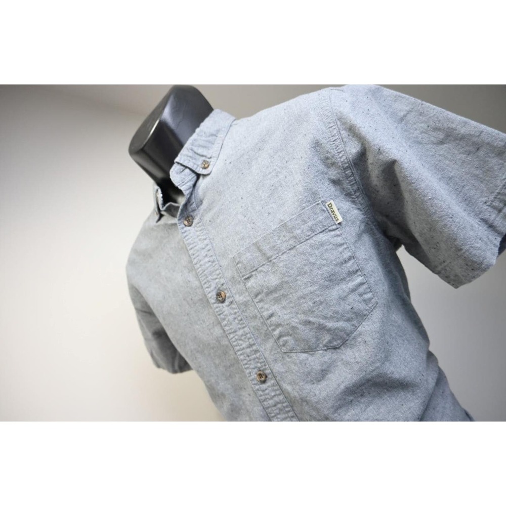 Dravus Mountain Camp Shirt Gray Hiking Fishing Button Up Mens Size Small